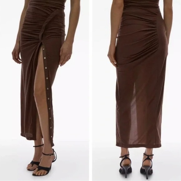 Helmut Lang NWT Brown Twist Snap Maxi Skirt Sz XXS - Picture 2 of 10
